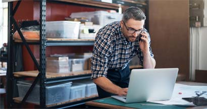 Small business owner on the computer